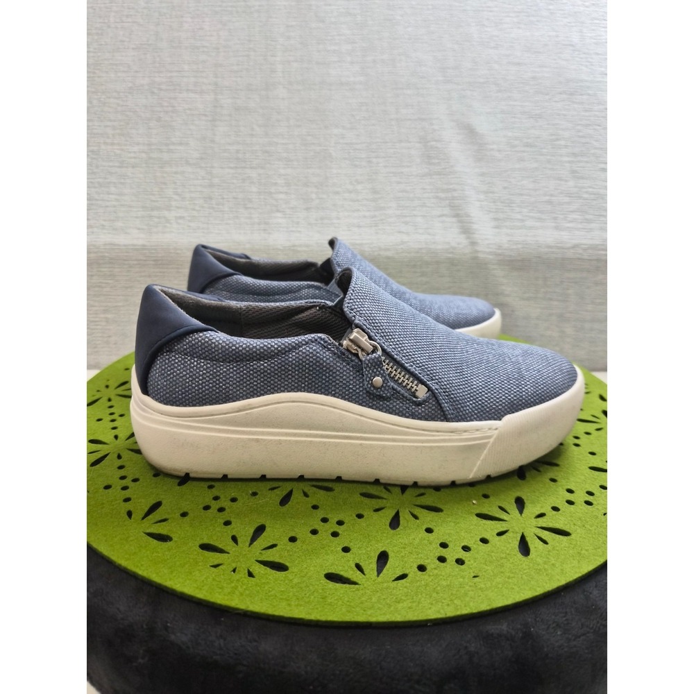 Dr. Scholl's Time Off Now Womens US 6M Comfort Shoes Blue Side Zipper Sneakers